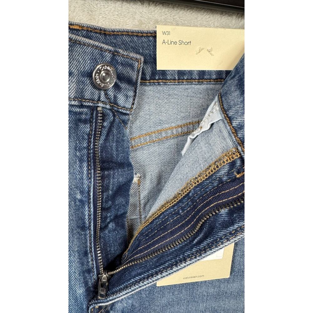 Calvin Klein Jeans NEW Short Womens W31 Blue High Rise A-line Shape 5.5” Stretch - Picture 5 of 16